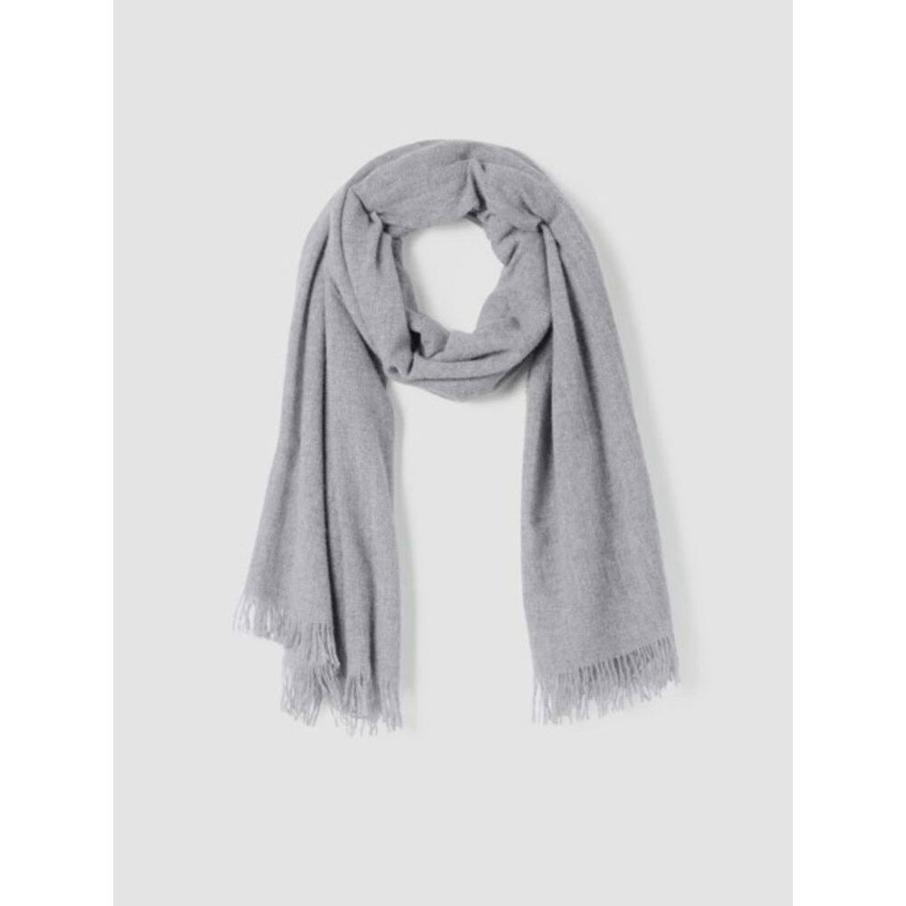 Eileen Fisher Wool Sparkle Scarf Wrap Grey Moon Fringed NWT New In Bag 77x27